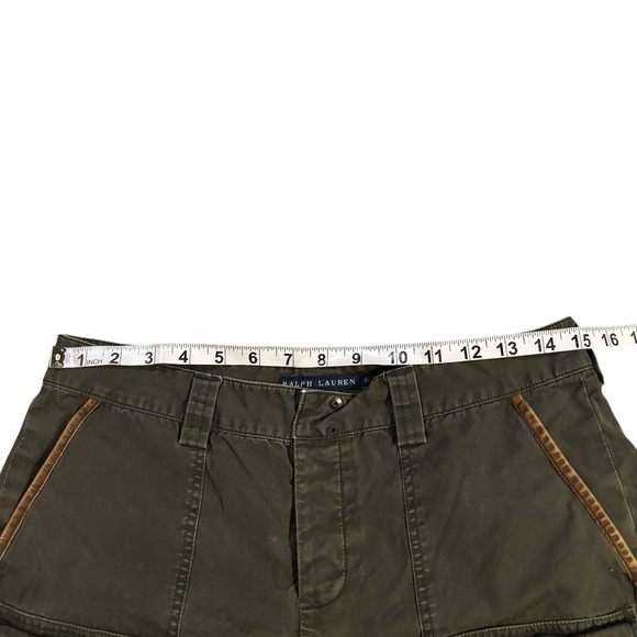 Ralph Lauren Women Olive Green Cargo Pants Casual Leather Trim Size 8 Military - Picture 8 of 10
